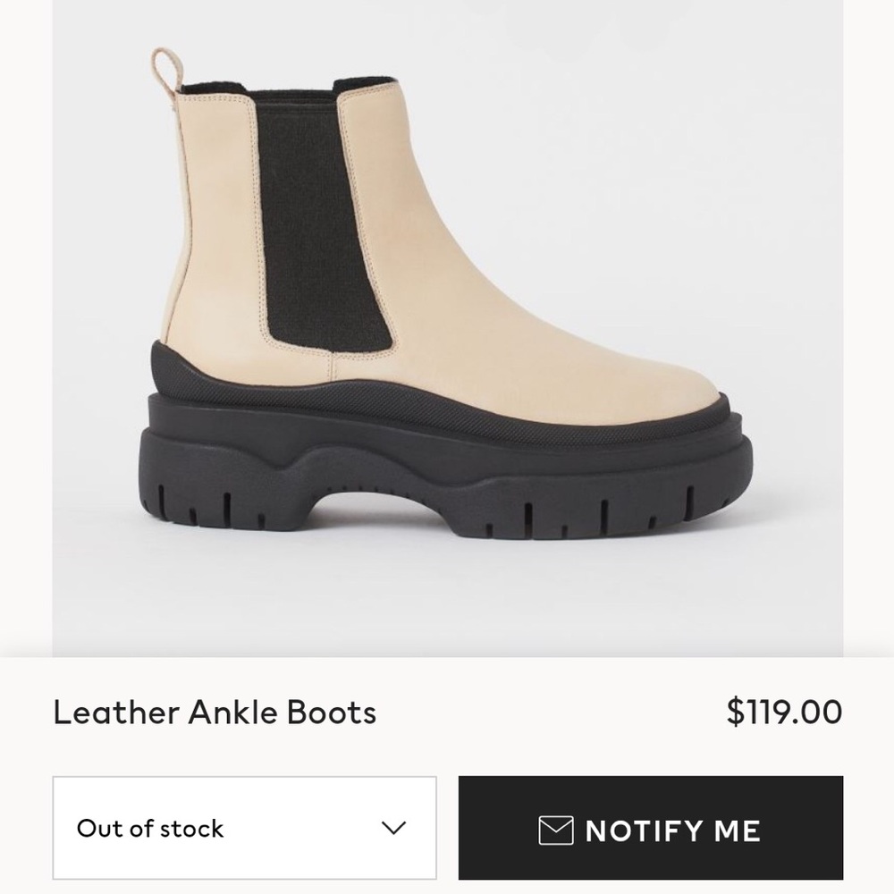 NWT H&M Leather Ankle Chelsea Boots size 6 to 7